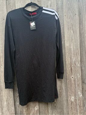 Philanthropy Black Long Sleeve Stripe Shoulder Sweatshirt Dress NWT Small